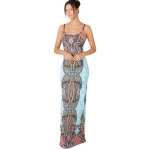 S-Twelve Multi-Couloured Paisley Demask Print Jewelled Maxi Dress Size Large
